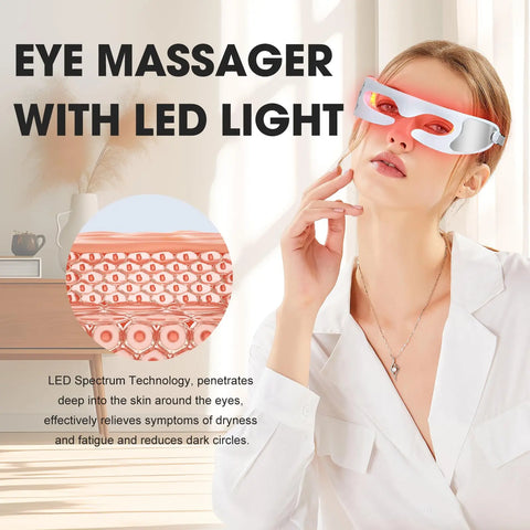 Eye Skincare Massager Vibration Red Light Therapy LED Eye Mask for Lines Wrinkles Dark Circle Removal Beauty Device