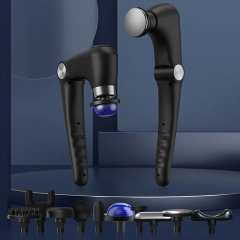 Fascia Gun Massage with Hot and Cold Heads 45 Degree Bend Foldable Multi-gear Adjustment Massage Gun for Fitness Muscle Relax