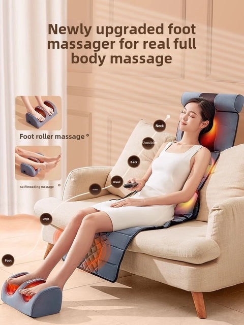 Full Body Massage Pad 10-zone Wave Vibration Kneading Massage Pillow Foot Calf Massage Back Hot Compress Storage Bag Included Mo