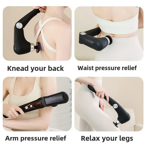 Fascia Gun Massage with Hot and Cold Heads 45 Degree Bend Foldable Multi-gear Adjustment Massage Gun for Fitness Muscle Relax