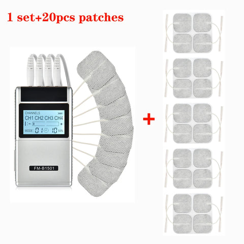 Rechargeable 15 Modes EMS TENS Muscle Nerve Electrostimulator Electrodes Patches Body Pulse Physiotherapy Massager Relieve Pain