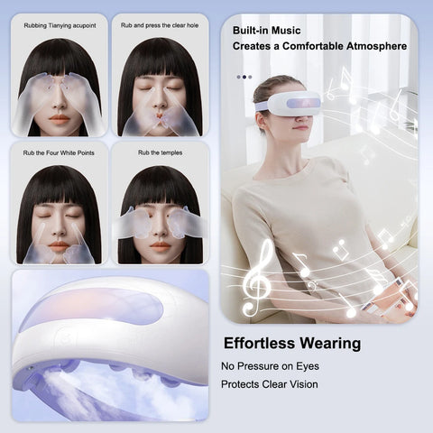 Electric Eye Steam Massager Nano Steam Eye Mask Hot Compress Glasses Steamer Bluetooth Relief Dry Eye Fatigue Dark Circles Tired