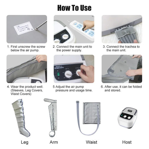 6 chamber Air wave pressure Massager Pneumatic Boots Lymphatic Drainage Vacuum Pressure Massager feet arms and legs Recovery
