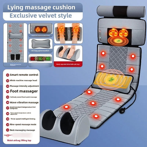 Full Body Massage Pad 10-zone Wave Vibration Kneading Massage Pillow Foot Calf Massage Back Hot Compress Storage Bag Included Mo