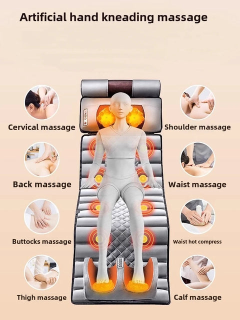 Full Body Massage Pad 10-zone Wave Vibration Kneading Massage Pillow Foot Calf Massage Back Hot Compress Storage Bag Included Mo