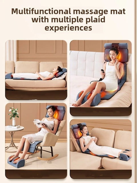 Full Body Massage Pad 10-zone Wave Vibration Kneading Massage Pillow Foot Calf Massage Back Hot Compress Storage Bag Included Mo