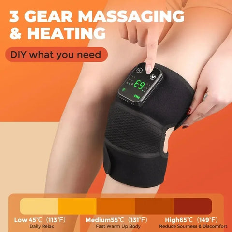 1/2PCS Electric Heated Vibration Knee Massage Physiotherapy Pad 3 in 1 Massager for Shoulder Elbow Hot Compress Pain Relief