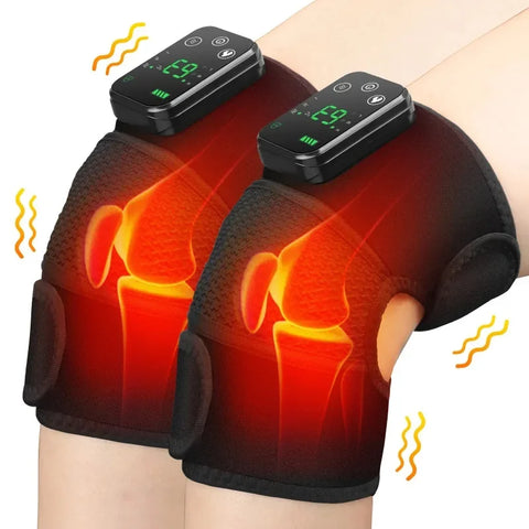 1/2PCS Electric Heated Vibration Knee Massage Physiotherapy Pad 3 in 1 Massager for Shoulder Elbow Hot Compress Pain Relief